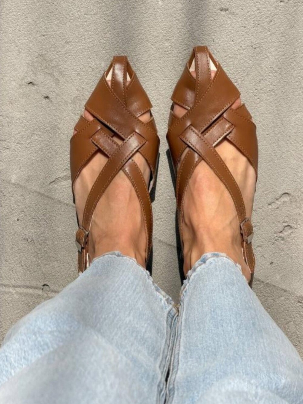 Classic Brown Women's Pointed Slingback Flats